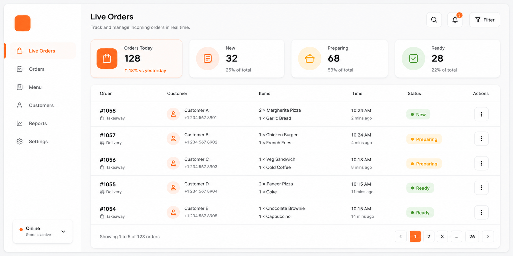 Manage order from anywhere