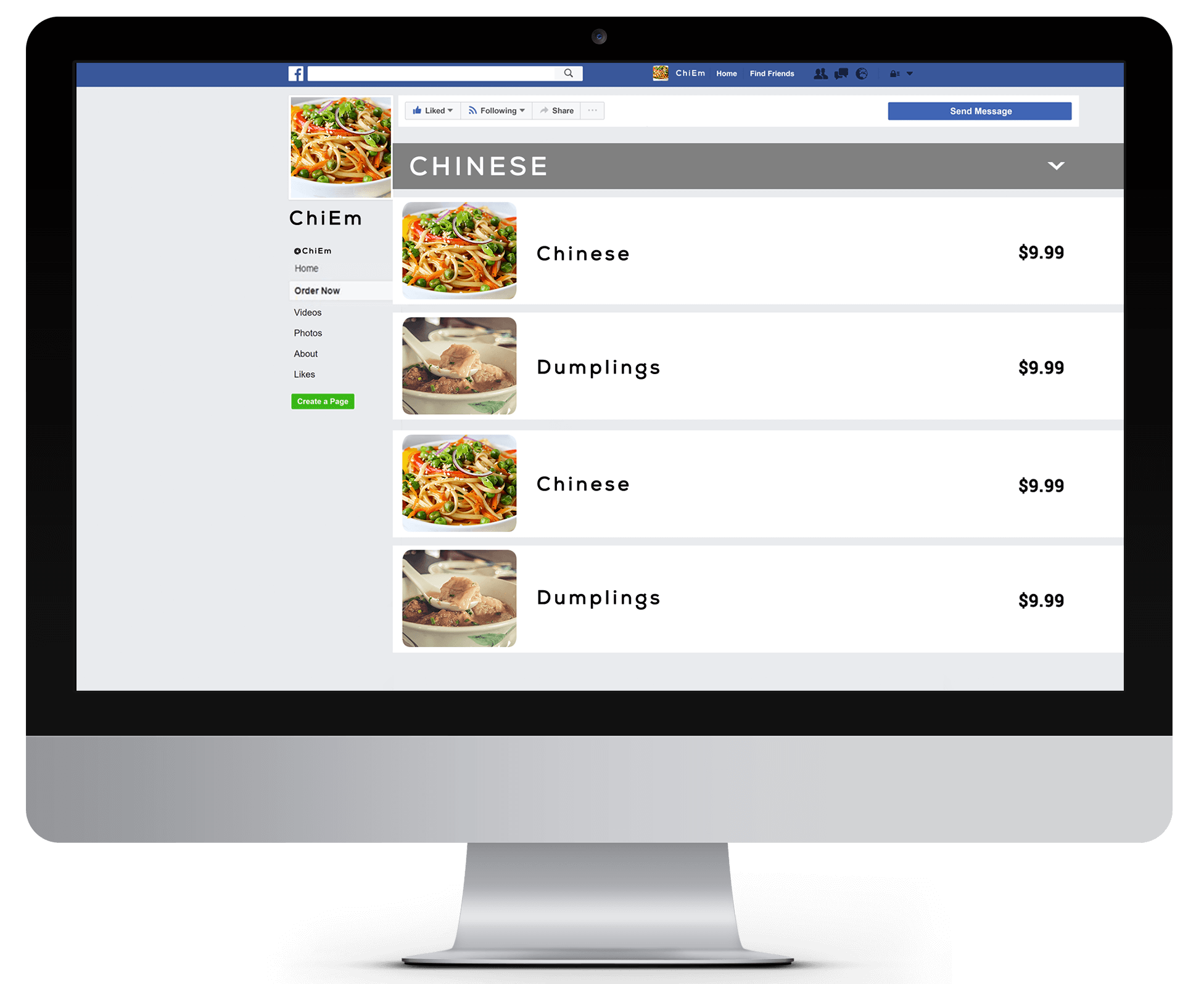 Facebook Ordering