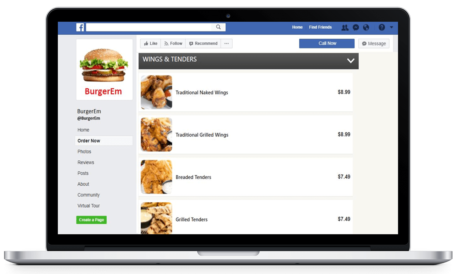 Clover Facebook Ordering